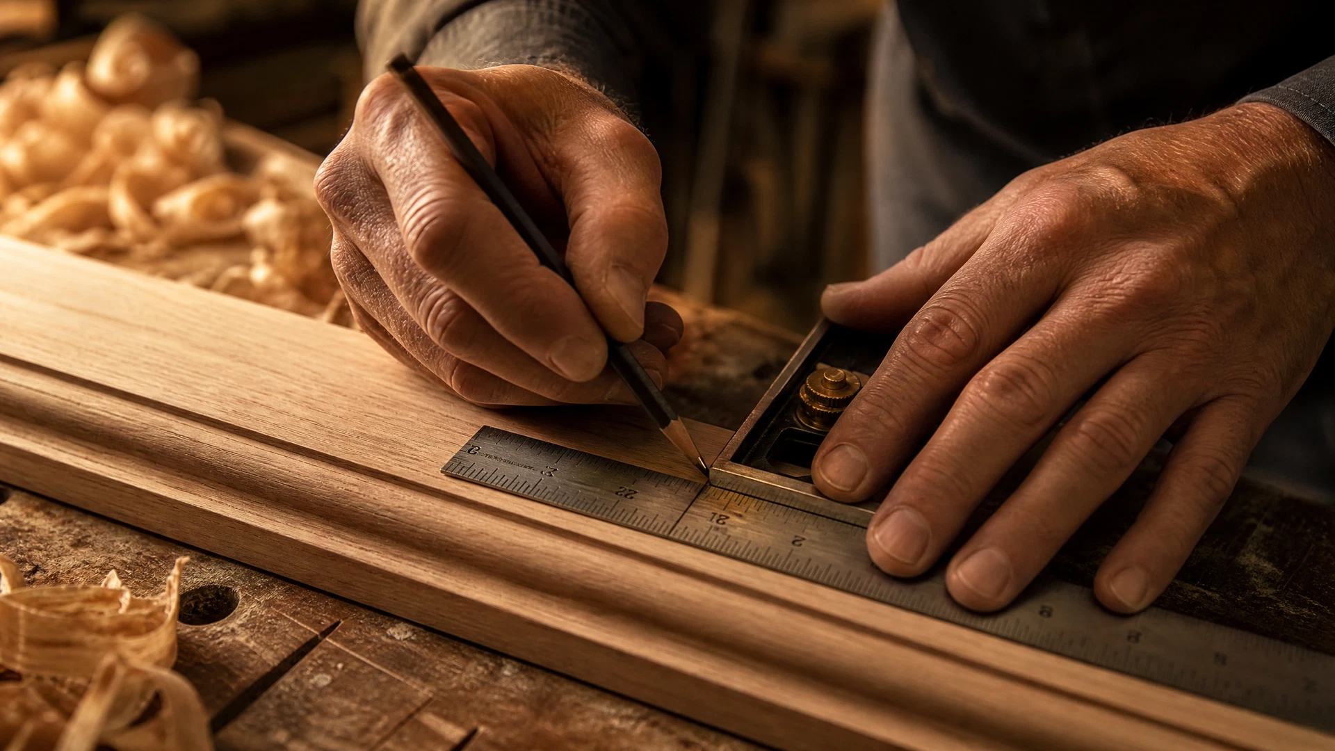 Craftsman measuring trim with precision